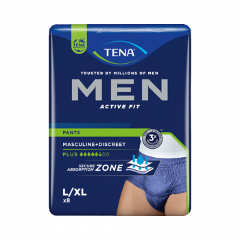 TENA MEN Pants Active Fit Plus Größe L (Hüftumfang 95 bis 130 cm), mittlere Blasenschwäche, 8 Stück